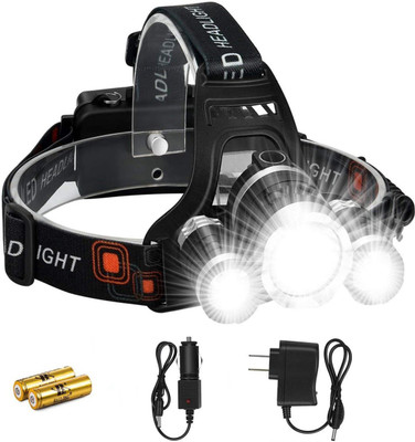 Protos India.Net High Power 3 in 1Headlamp Rechargeable Waterproof Head Flashlight Lamp LED Headlamp(Black)