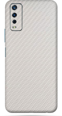 TJ CREATION Vivo Y12S Mobile Skin(Ultra Super White Carbon Fiber Skin With High Matte finish.)