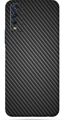 TJ CREATION Vivo Y12S Mobile Skin(Ultra Super Black Carbon Fiber Skin With High Matte finish.)