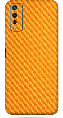 BugguSkin Vivo Y12S Mobile Skin(Ultra Super Golden Carbon Fiber Skin With High Matte Finish.)