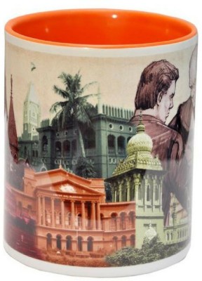 Law Suits And More Multi Coloured Courts mug - Orange inside Ceramic Coffee Mug(325 ml)