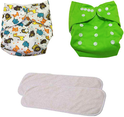 Chinmay Kids Combo of Quirk Reusable Baby Washable Cloth Diaper Nappies with Multi Layered Baby Insert Pads (Set of 2) (Multi- Colour) (Assorted Colours)