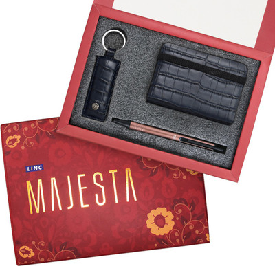 Linc Majesta Premium Gift Set with Diary, Keychain & Meridio Roller Ball Pen(Pack of 3, Ink Color - Blue)