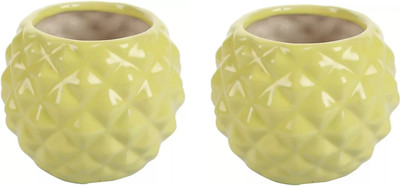 OriginalCeramics Pineapple Bowl Shape Pot Set Of 2 Plant Container Set(Pack of 2, Ceramic)