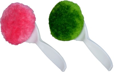 The ChipmunK Store Makeup Powder puff with handle Combo (Green, Pink) Pack of 2(Green, Pink)