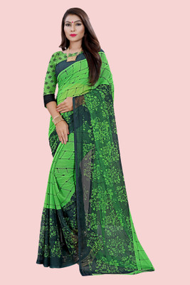 Vimalnath Synthetics Checkered Daily Wear Georgette Saree(Green)