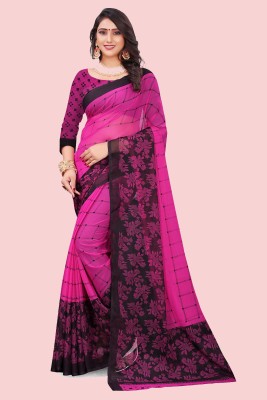 RUNAYA NX Floral Print Daily Wear Georgette Saree(Pink)