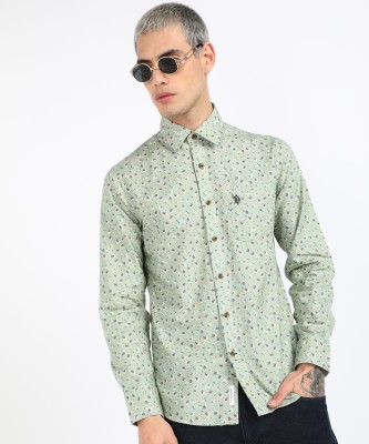 U.S. POLO ASSN. Men Floral Print Casual Green Shirt