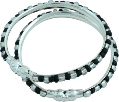 memoir Brass Beads Silver Kada(Pack of 2)