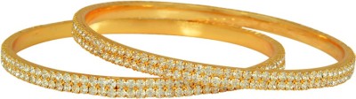 memoir Brass Cubic Zirconia Gold-plated Bangle Set(Pack of 2)