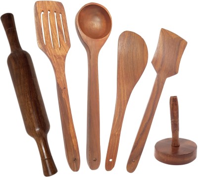 DESI KARIGAR Wood Wooden Spoon Set(Pack of 6)