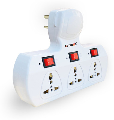 ShopGlobal Multi Plug Point Universal Socket 6 Amp Extension Board with Individual Switches (cordless) 3 Socket Extension Boards(White)