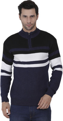 AXOLOTL Woven High Neck Casual Men Multicolor Sweater