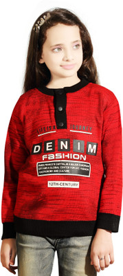 AD & AV Woven Round Neck Casual Girls Red Sweater