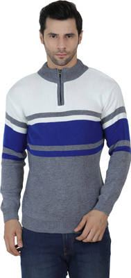 AXOLOTL Woven High Neck Casual Men Multicolor Sweater