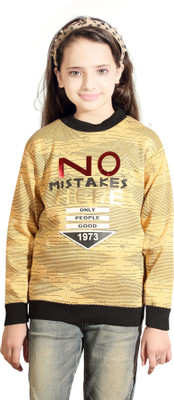 AD & AV Woven Round Neck Casual Girls Yellow Sweater