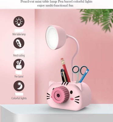 ALLAMWAR 4in1 Camera Shaped Rechargeable Table Lamp Night Lamp Night Lamp with Pencil Sharpener Pen Stand Mobile Stand Table Lamp(10 cm, Multicolor)