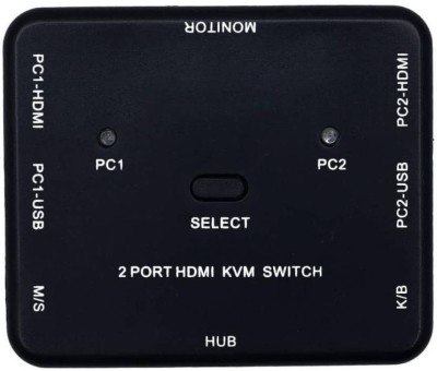 Etzin HDMI KVM Switch 2 Ports Share 2 Computers with One Monitor 2x1 USB KVM Metal Switch with HDMI Cables and USB Cable, Support UHD,4K@30Hz, Support Wire Keyboard and Mouse Media Streaming Device (Black) 0 inch Blu-ray Player(Black)
