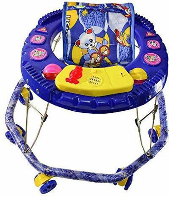 SALEGROW Musical Activity Walker With Parent Rod(Blue)