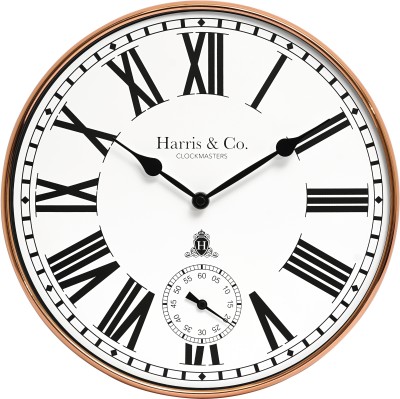 Harris & Co. Clockmasters Analog 30 cm X 30 cm Wall Clock(Gold, With Glass, Standard)