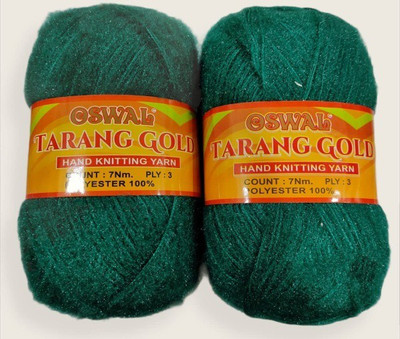 JEFFY Oswal Tarang Gold Knitting Wool Yarn, Soft Tarang Gold Feather Wool Ball botter Green 200 gm Best Used with Knitting Needles, by Oswal Shade no-22