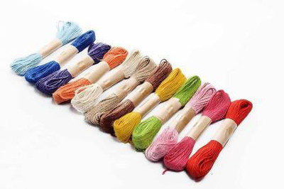 Crafts Haveli Multi-Coloured Jute Thread Twisted Rope for DIY Art and Craft Projects and Decoration (12 Pieces of 5mtr Each)