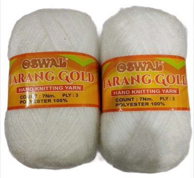 JEFFY Oswal Tarang Gold Knitting Wool Yarn, Soft Tarang Gold Feather Wool Ball White 200 gm Best Used with Knitting Needles, by Oswal Shade no-24