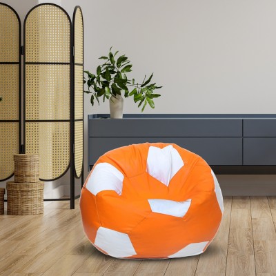 SHIRA 24 XXL Chair Bean Bag Cover  (Without Beans)(Orange, White)