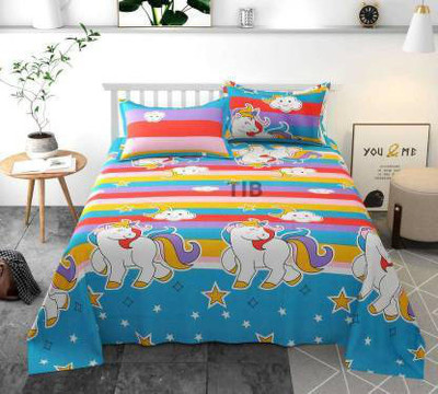 Manish Creation 200 TC Polycotton Double Printed Flat Bedsheet(Pack of 1, Multicolor)