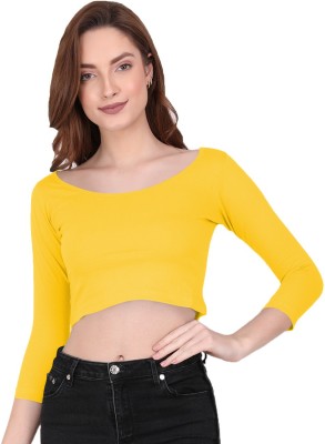 THE BLAZZE Casual Solid Women Yellow Top
