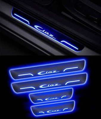 Jagan kirpa Exclusive Premium Quality Acrylic Car Door Stainless Steel Foot Steps Neon Blue LED Color Sill Scuff Plate For Maruti Suzuki Ciaz (Set of 4Pcs) Door Sill Plate