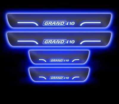 Jagan kirpa Exclusive Premium Quality Acrylic Car Door Stainless Steel Foot Steps Neon Blue LED Color Sill Scuff Plate For Hyundai Grand i-10 (Set of 4Pcs) Door Sill Plate