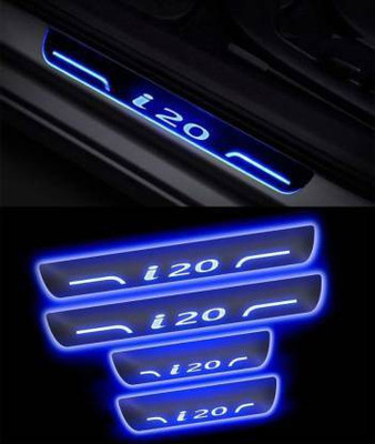 goshop Blue Sill Plate Waterproof Premium Glass Finishing Look Car Door with Mirror Finish Foot Step Sill Plate Hyundai i20(Set of 4PCS, Blue) Car Fancy Lights(Blue)
