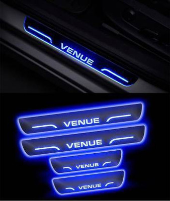 goshop Blue Sill Plate Waterproof Premium Glass Finishing Look Car Door with Mirror Finish Foot Step Sill Plate Hyundai Venue(Set of 4PCS, Blue) Car Fancy Lights(Blue)