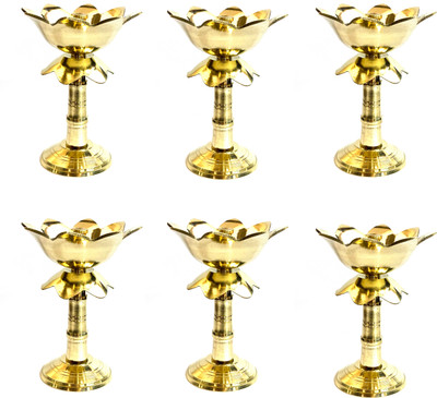 Bezak Kamal Diya Set of 6 Brass (Pack of 6) Table Diya Set(Height: 4 inch)