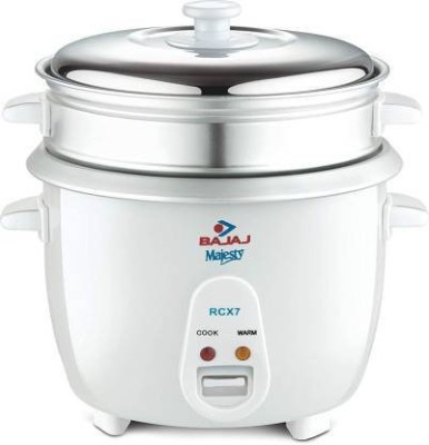 BAJAJ NEW RCX 7 Electric Rice Cooker with Steaming Feature(1.8 L, White)