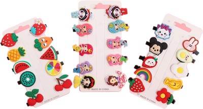 Shreeda Multi hair clips cartoon and fruit and murmaid pack of 3 each 10 Hair Clip(Multicolor)