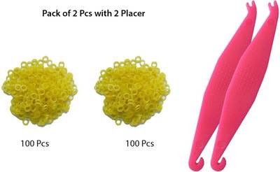 Dentosmile Orthodontic Intraoral Latex Elastics | Dental elastics band for teeth gap | Tooth Colours, |Size 3/16”-6Oz| pack of 2 pcs ( 200 elastics ) + 1 placer with each pack Rubber Band