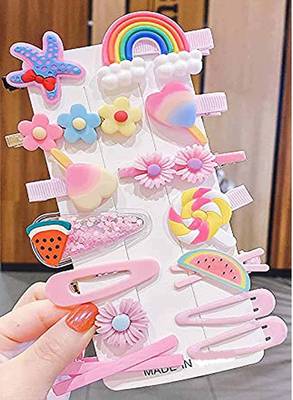 DRP Hair Clips for Baby Girls, 12 PCS Hair Accessories Colorful Cute Multi Unicorn, Ice Cream ,Cartoon,Rainbow Candy ,Flower ,Fruit, Animal Hair Pins ...