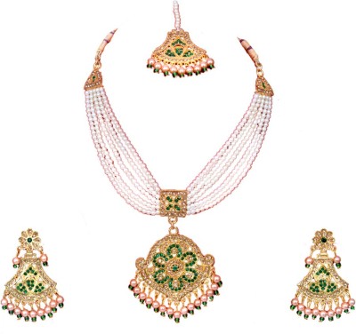 vk store Metal Gold-plated Green Jewellery Set(Pack of 1)