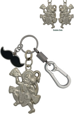 SHOKY LOOKS Double side Bajrangbali Hanuman ji Keychain with locking lock along with mustache Key Chain