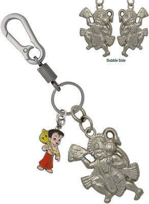 HANDSOME ISK Double side Hanuman bajrangbali with locking lock along with small hanuman ji Key Chain