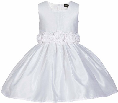 Wow princess Girls Midi/Knee Length Party Dress(White, Sleeveless)