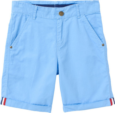Cub McPaws Short For Boys Casual Solid Cotton Blend(Light Blue, Pack of 1)