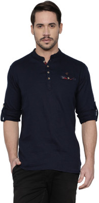 KUONS AVENUE Men Solid Straight Kurta(Dark Blue)