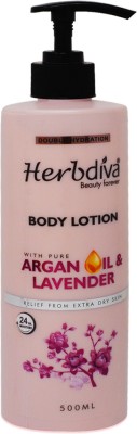 Herbdiva Double Hydration Body Lotion With Argan Oil & Lavender, Moisturizing Cream For Dry And Dead Skin(500 ml)