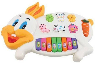 Dcare Stylish Rabbit Musical Piano for Kids with 3 Modes Animal Sounds, Flashing Lights & Wonderful Music(Multicolor)