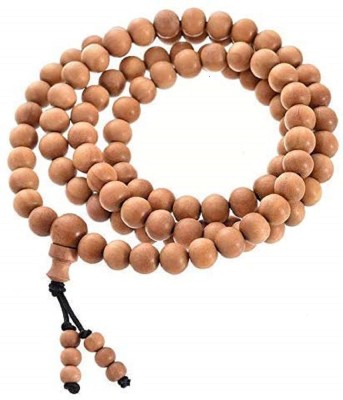 RDK Handcrafted Original Lab Certified Fragrant Sandalwood Mala Rosary Chandan Jaapmala with Tassel Japa Maala for Meditation Pooja Chanting Wearing Jewelry Prayer Beads - 108+1 Beads (Light Brown, 8 MM) Beads Wood Chain