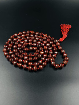 RDK Handcrafted Original Red Sandalwood Mala Rosary Lal Chandan Jaapmala Wooden Knotted Japa Maala for Meditation Pooja Chanting Wearing Jewelry - 10 MM Prayer Beads Beads Wood Chain