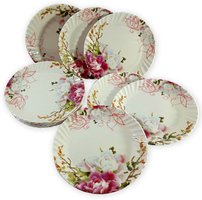 SGI 8 INCH HALF DINNER PLATE OF MELAMINE Half Plate (Random Graphics Design) Half Plate(Pack of 12, Microwave Safe)